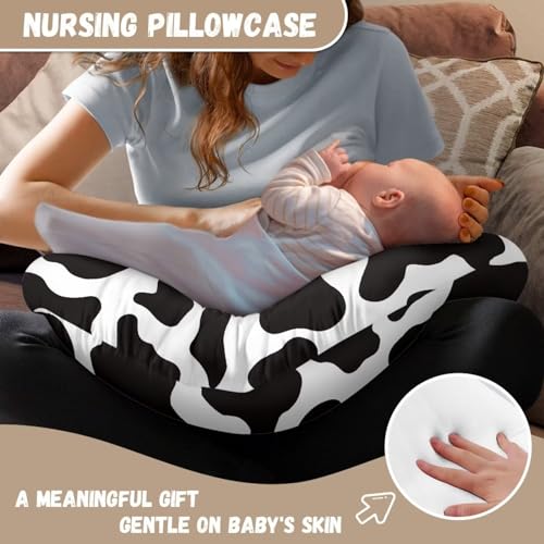 Image of Cow Print Baby Nursing Pillow Cover Breathable Durable Neutral Breastfeeding Pillow Cover Soft Nursing Pillow Case for Toddler Infant