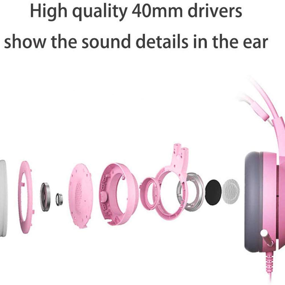 Amazon.co.jp: Jumor ピンク ゲーミングヘッドセット 7.1バーチャル