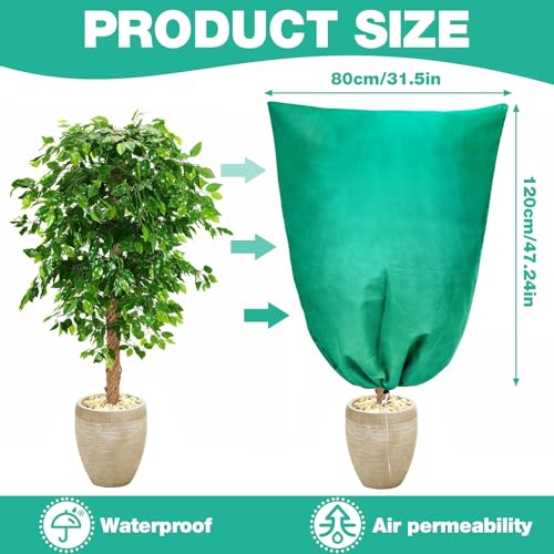 Hysagtek Winter Plant Fleece Covers 2 Pack, 80gsm Thickened Frost Protection with Drawstring - Image 2