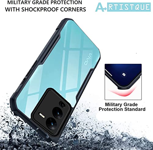 Image of A rtistque Clear Hard Transparent Acrylic Armor Anti-Drop Shockproof TPU Edge Back Cover Case for Vivo V25 Pro 5G - Black