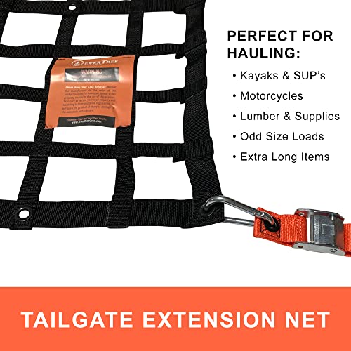 Tailgate Cargo Net For Truck Bed- 54" Net Tough Cargo Net Bed Extender For Trucks, Adjustable Tailgate Net + 4 Straps Perfect For Motorcycles Atv Lumber Kayaks Long Cargo -Usa Based #TOP4