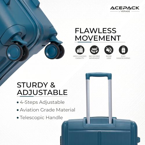 Image of ACEPACK by Verage Megatron Hard Side Polypropylene Luggage Large Check in 103L | Lightweight Unbreakable Suitcase Set with 360 Silent Spinner Wheels, Number Lock & Telescopic Handle