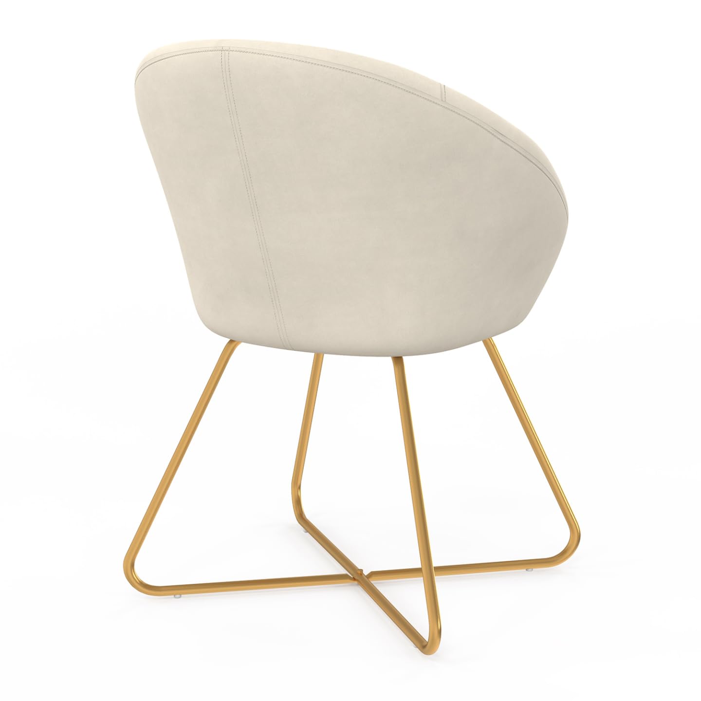 IDMarket - Silla redonda ANGELINA de terciopelo beige con patas entrelazadas doradas