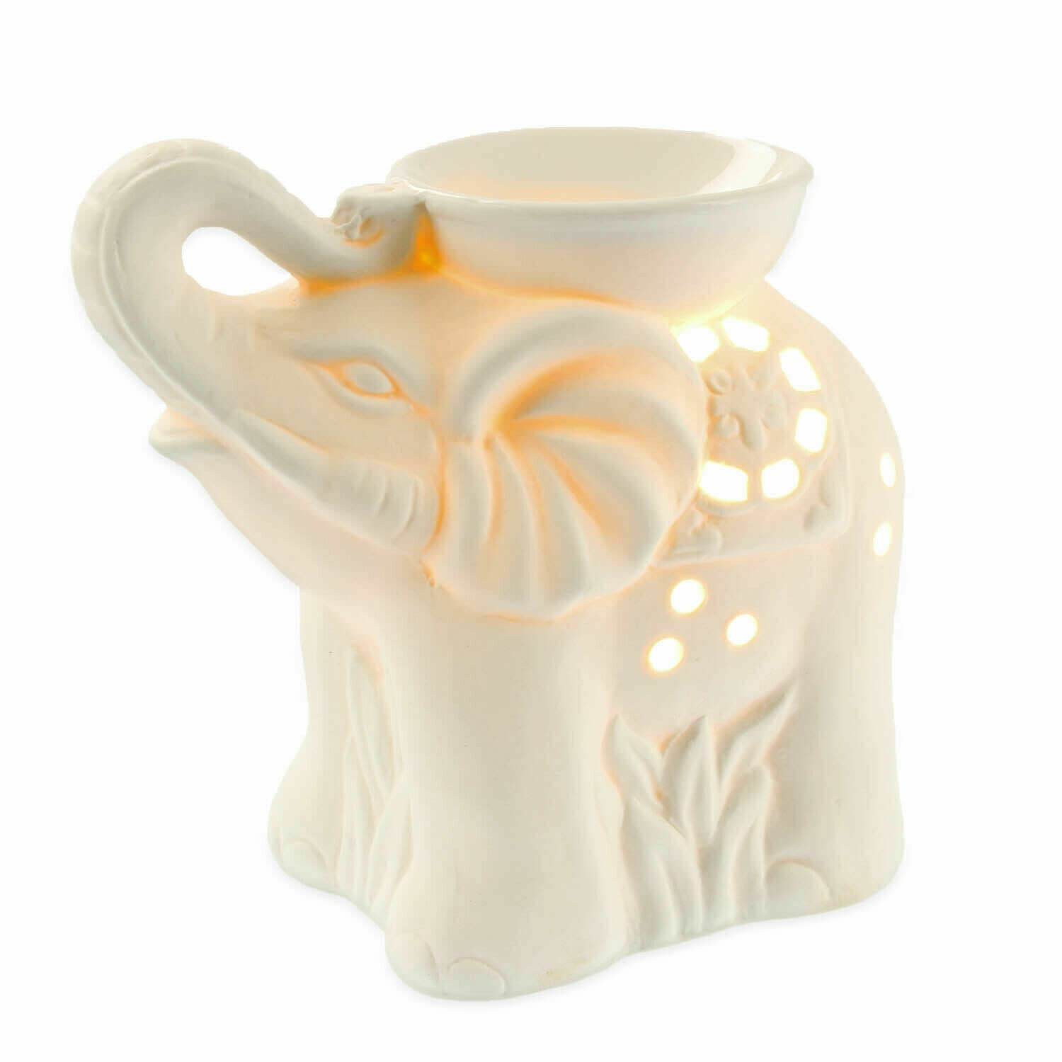 EliteKoopers Ceramic Elephant Electric Wax Melt Tart Granules Oil Burner (1Pcs White)