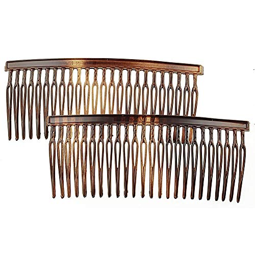 Camila Paris CP836/2 French Hair Side Combs 3.5 inch 2 Pk Tortoise Shell Flexible Durable Cellulose Hair Combs, Strong Hold Hair Clips for Women, No Slip Styling Girls Hair Accessories Made in France
