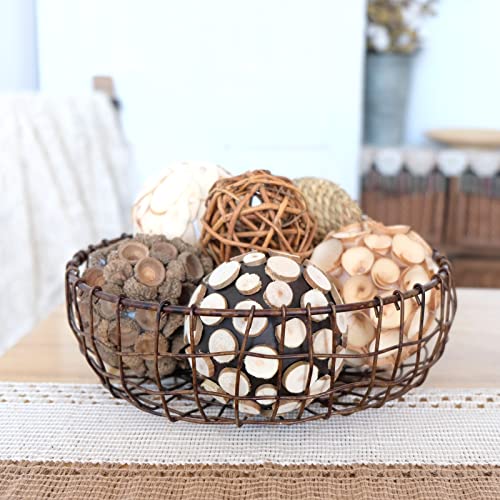 Idyllic 6 Balls Centerpieces Vase & Bowl Filler Decorative Natural Balls Set For Home Decor, Farmhouse And Rustic Table Top Decoration Arrangements, Twig Rattan Ball Wood Pieces Ball Set #TOP7