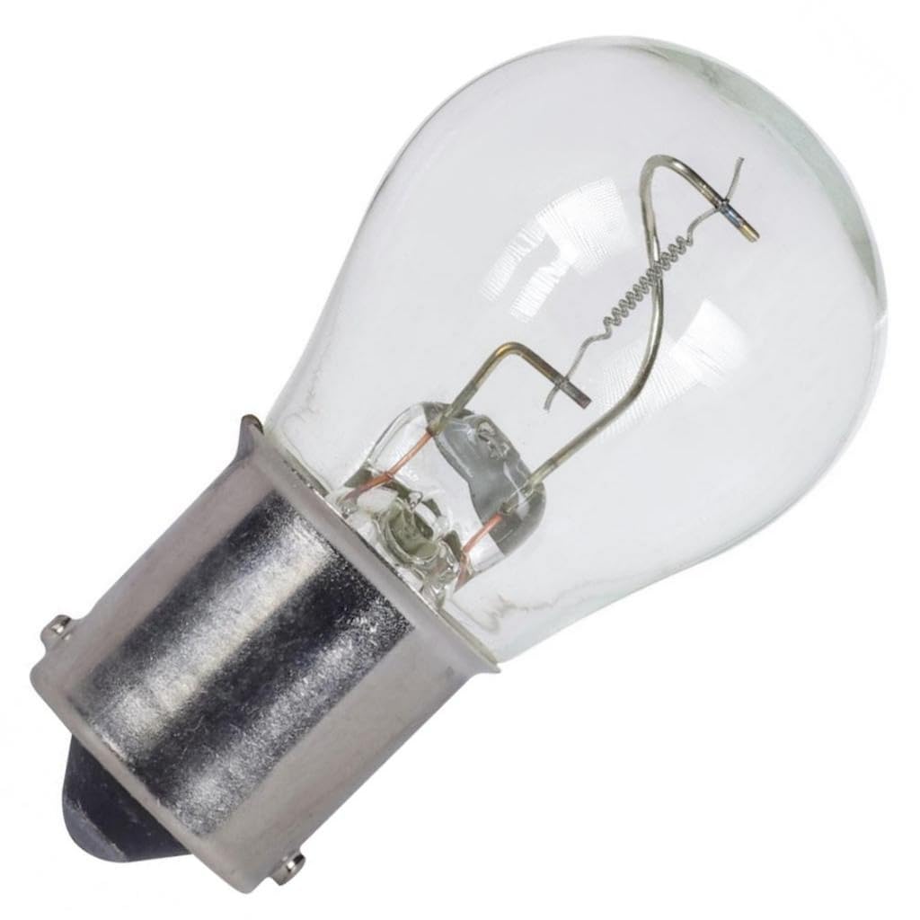 Clear Satco S7095 bayonet base light bulb with visible filament.