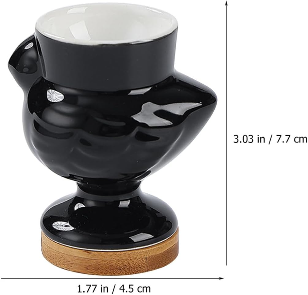 Ceramic Chick Shape Egg Cup Holder for Dining Table Black