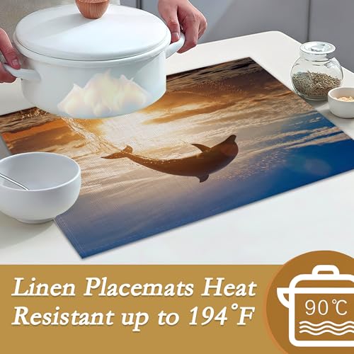 ZIHONSE 6 Pcs Palm Tree Beach Table Mats,Starfish Ocean Placemats Waterproof Washable, Kitchen Table Decoration Placemats Modern Holiday Kitchen Table Decoration(12""x18""Linen), ZHN-CDXF-059423 by ZIHONSE - Used condition - Image 3