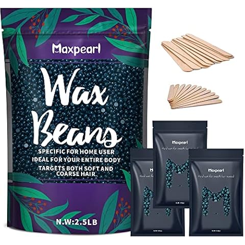 Maxpearl Hard Wax Beads, 300g & 2.5LB Hair Removal Wax Beans for Coarse Hair - Brazilian, Bikini, Underarms, Arms, Chest, Back, Legs Cover