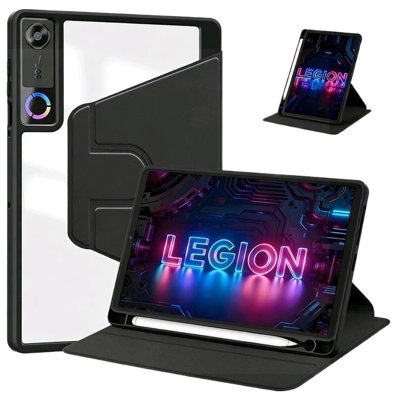Étui rotatif Lenovo Legion Y700 2026 coque acrylique noire 8.8 pouces