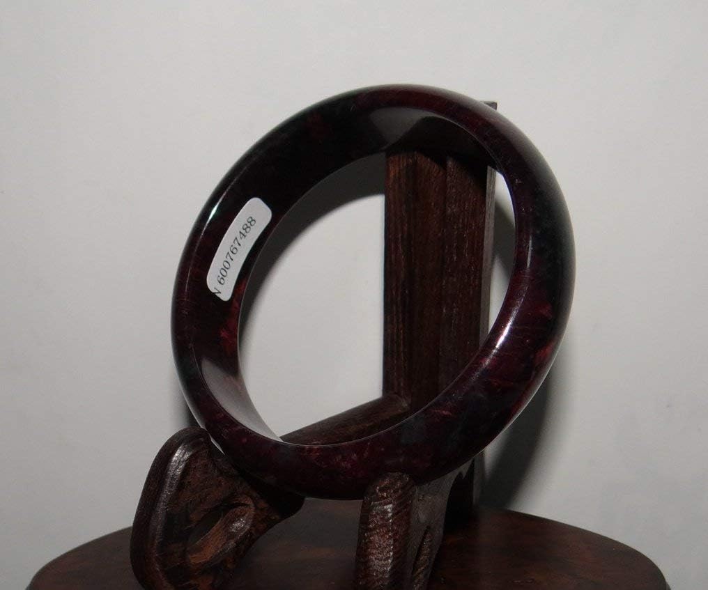 2.3" China Certified Nature Plum Blossom Jade Dark Pink Flower Bangle Bracelets