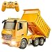 DOUBLE E Remote Control Dump Truck 1/20 Mercedes-Benz Licensed 8 Channel RC Construction Vehicles with Lights and Sounds