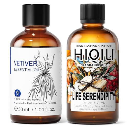 HIQILI Aceite Esencial de Vetiver 30ML y Aceite Aromático 30ML