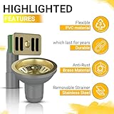 Excel Home Kitchen Sink Waste Kit – 90mm Sink Overflow Kit with Fittings – Sink Drainer with Both Round & Rectangular Wate – Anti Rust Brass Material Sink Strainer (Brushed Brass) - Image 5