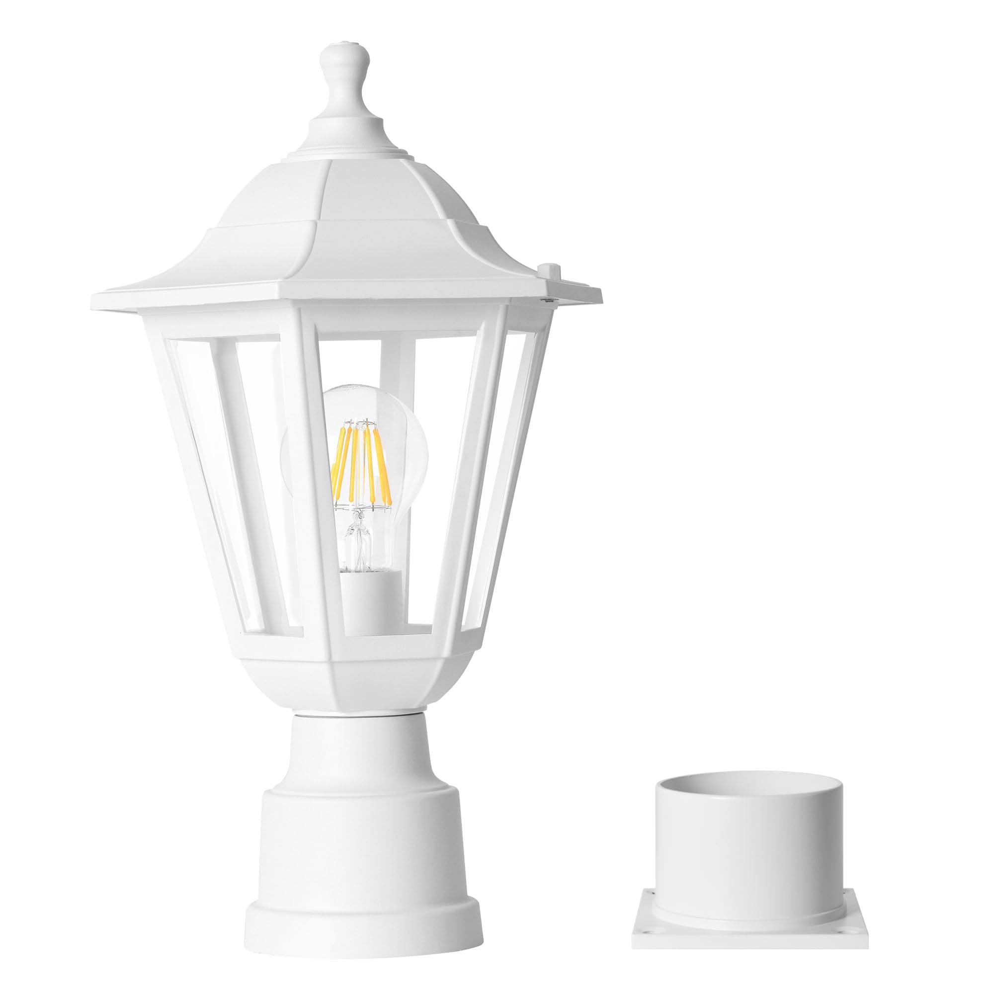FUDESY outdoor pole lamp white with spring support base, waterproof post light with E26 base, outdoor pole lantern for garden, patio, patio, driveway-image-32