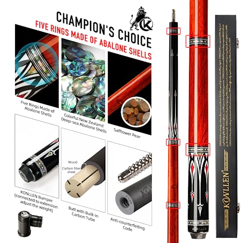 Konllen As Carbon Fiber Inlay Abalone Shell Pool Cue Stick 10.5/11.5/12.5Mm Leather Wrap/Wrapless Black Technology Low Deflection Billiard #TOP1