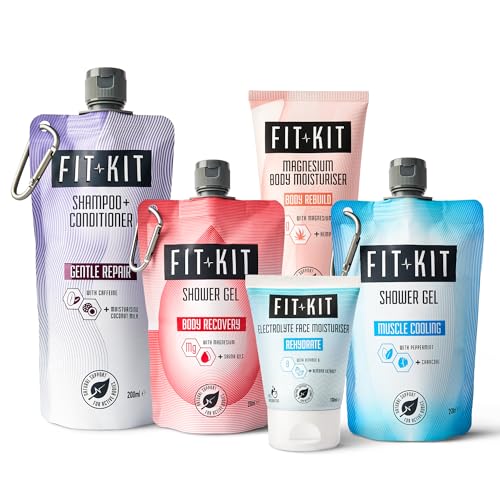 Fit Kit Muscle Recovery Gift Set for Men | Bath & Body Care Box for Father & Dad | Mens & Womens Shower Gels, Face Moisturiser & Hair Growth Shampoo | Toiletries Gifts for Him, Her, Grandad or Stepdad