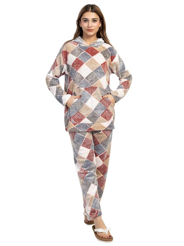 us trendz Winter wear Soft & Warm Printed Full Sleeve Wool Blend Nightwear Set for Women's-picture-12