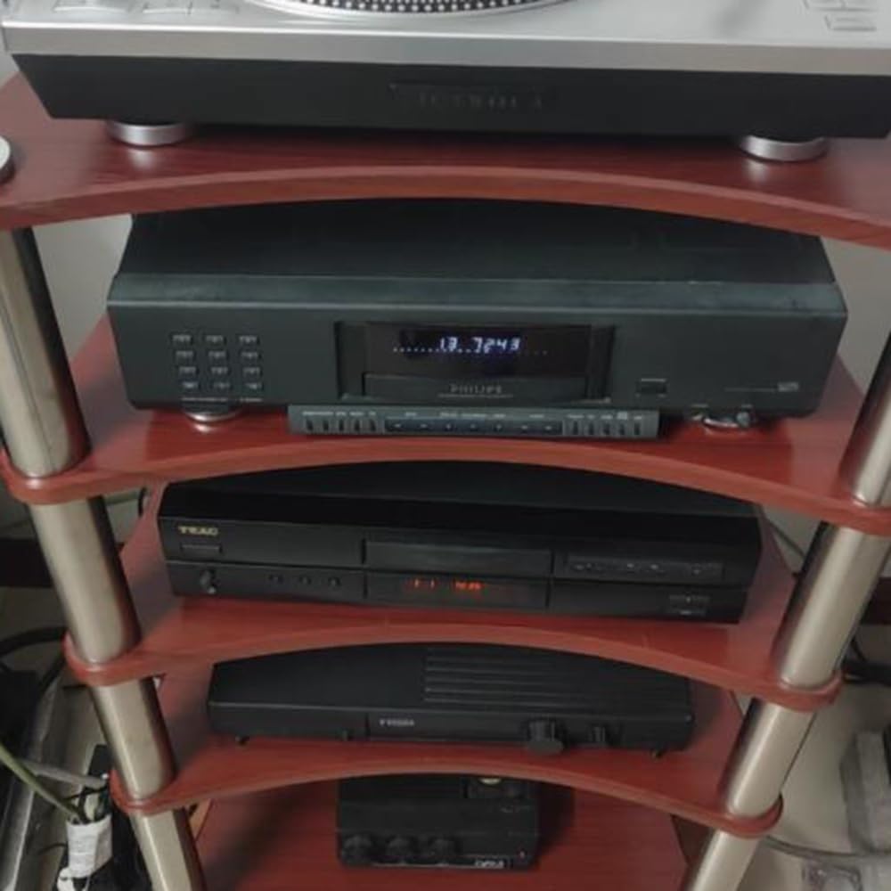 Szafka na sprzęt audio HiFi z 4 poziomami – stojak na sprzęt stereo, wzmacniacz i konsolę audio-wideo – stylowy mebel do domowej rozrywki (biały, 4 poziomy)