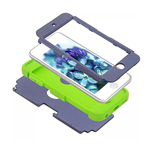 Case For Ipod Touch 5 Case For Ipod Touch 6 Case, Dual Layered Hard Pc Case + Silicone Shockproof Heavy Duty High Impact Armor Hard Case Cover For Apple Ipod Touch 5 6Th Generation (Sky Blue+Pink) #TOP4