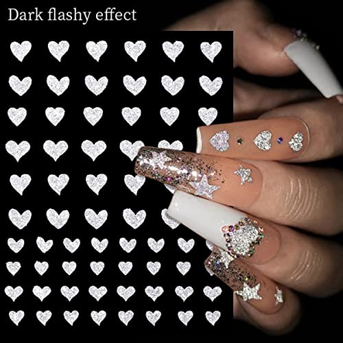Ktaabtr Nail 10 Sheets Silver Nail Art Stickers Glitter Silver Nail Design Silver French Tips Butterfly Line Heart Star Bear Nail Decals For Women Girls Butterflies French Nail Decoration Stickers #TOP4