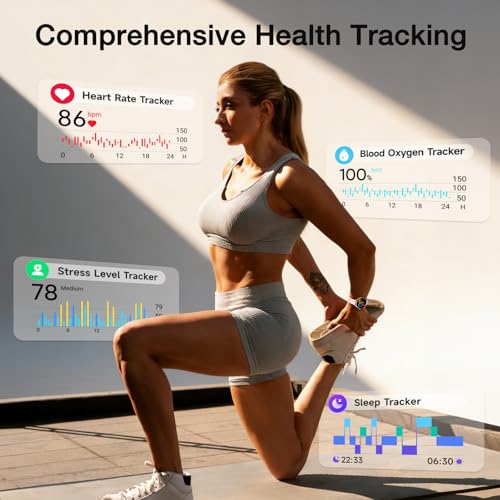 Image of Fitpolo Smart Watch for Women Android iPhone, 1.57'' HD Fitness Tracker with Bluetooth Call & Answer, IP68 Waterproof, Heart Rate /SpO2 /Sleep Monitor, Built-in AI Voice, 105+ Sports Modes (Pink)