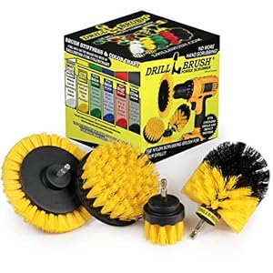 Drillbrush Yellow – Shower Cleaning Rotary Drill Brush Kit – Power Brush Scrubber for Bathroom – Grout Cleaning Drill Brush – Rotary Scrub Brush Tile Cleaner Drill Attachment – Bathroom Tile Scrubber