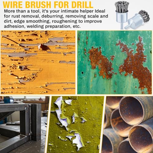 Image of Threlaco 1 Pack 1-1 /8 Inch Twist Knotted Wire End Brush with 1 /4 Inch Shank for Drill, 20000 RPM Max Heavy Duty Carbon Steel Wire Wheel for Die Grinders and Drills, Rust Paint Slag Removal