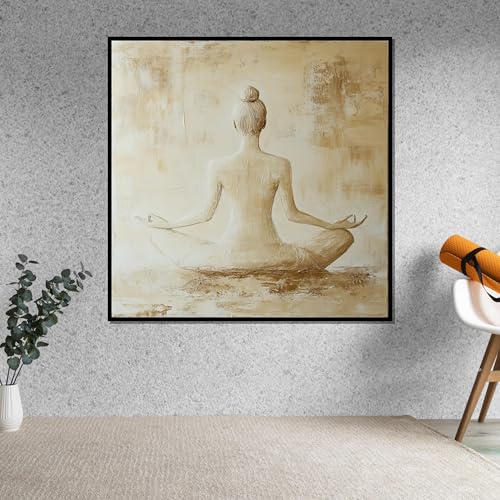 Toile posture de yoga sereine 65x65cm pour créer un coin méditation zen à la maison