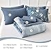 Anibedding Blue Comforter Set Queen Size 7 Piece Navy Botanical Gradient Leaves Ultra Soft Microfiber Down Alternative Bedding Set Lightweight Reversible Bed Comforter Set for All Season 90