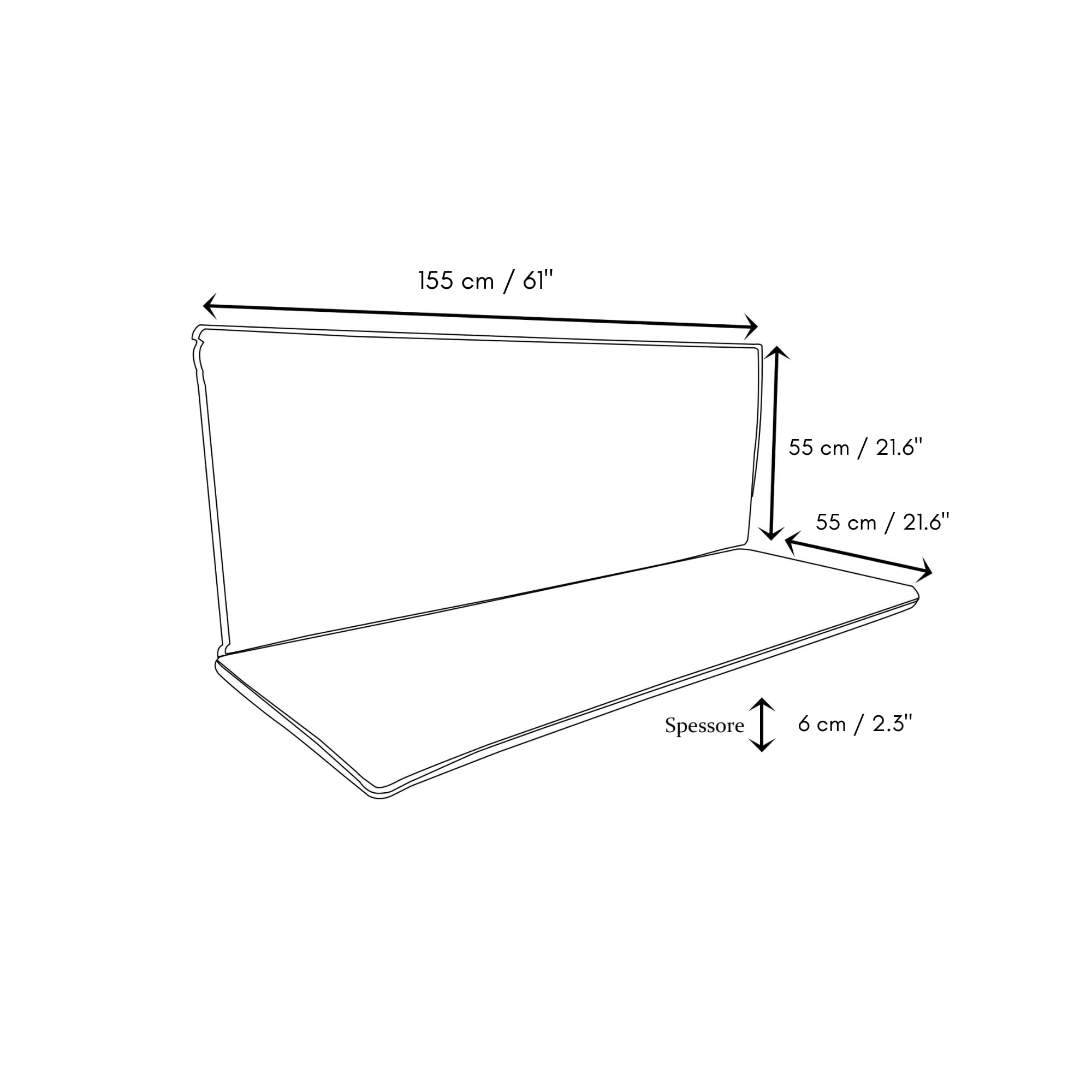 Il Tuo Artigiano Design Cojín impermeable para balancín de jardín de 3 plazas – Colchón para balancín de jardín, fabricado en Italia, resistente a los rayos UV (crema, 3 plazas plus – 155 x 55 cm)