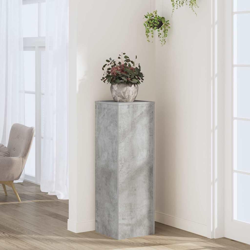 Hothingwell Stojak na rośliny Szary Beton 33x33x100 cm Drewno Ingenierie