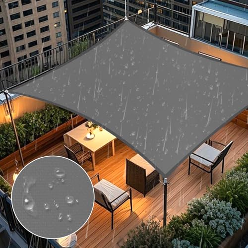 Artpuch Waterproof Sun Shade Sail, 20'x20' Dark Grey Rectangular, UV Resistant Rain Canopy, Curved Edges Shade Cloth for Outdoor Patio, Deck, Yard (Customizable)