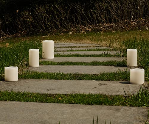 Image of NONNO&ZGF 5 Pack Outdoor Waterproof Flameless Candles, Remote Battery Operated LED Resin Rainproof Pillar Candles (1pcs 4 inch x 6 inch, 2pcs 3 inch x 5 inch, 2pcs 3 inch x 3 inch)