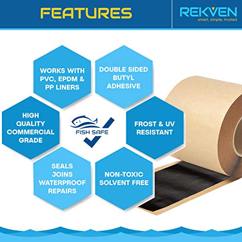 Rekven - Pond Liner Seam Tape, Double Sided Butyl Adhesive, 3" X 30' #TOP2
