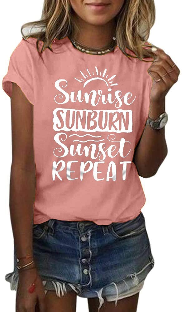 GEMLONWomens Summer Graphic Tees Shirts 2024 Trendy Tshirts Loose Fit Short Sleeve T-Shirts Tops for Women
