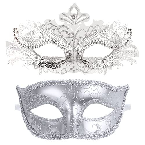 Image of Coddsmz Couple Masquerade Mask Set - Venetian & Mardi Gras Mask for Women & Men