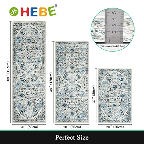 Hebe Boho Kitchen Rug Sets 3 Piece With Runner Farmhouse Rubber Kitchen Mats For Floor Non Slip Washable Thin Kitchen Area Rug Floor Mat Waterproof Hallway Laundry Room Runner Rug #TOP2