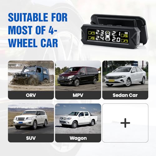 Obdresource TD50 Tpms Tire Pressure Monitoring System Solar Wireless Tpms Sensor Kit Angle Adjustable Solar Powered 14-87Psi Real Time Detect Ip68 Waterproof thumb #5