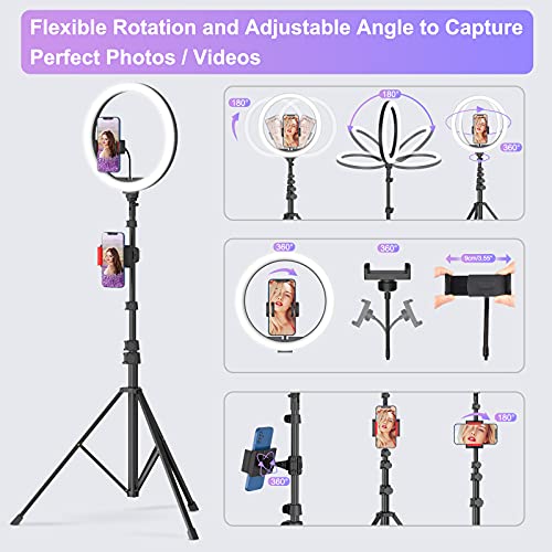 WESEARY 12" Ringlicht mit Stativ Handy - Selfie Licht Ringleuchte mit 63 Zoll Robust Stativ - Ring Light Phone Tripod mit 3 Farbe Und 10 Helligkeitsstufen für Tiktok Streaming Video – Bild 5