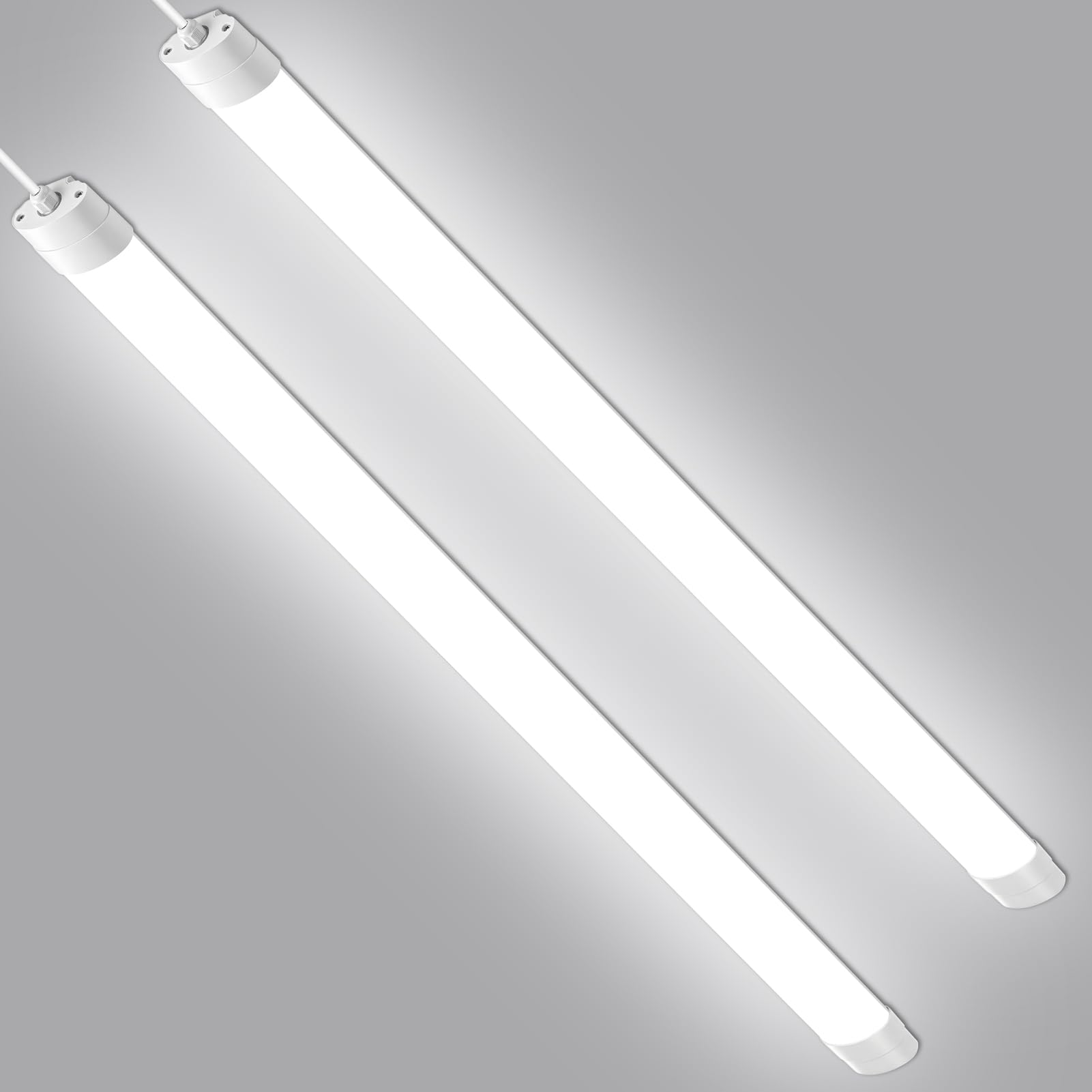 Bellanny 2Pcs LED Batten Lights, 5ft 50W Tube Light, 6500K Daylight Linear Ceiling Garage Lighting | IP65 Wall Lights, 120lm/W Fluorescent Replacement, Strip Lights for Home Workshop Office School Bar