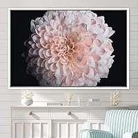Framed Canvas Wall Art Pink Flower Portrait Bohemian Dark Dramatic Floral Multicolor Petal Photography Portrait - 16x24 inches