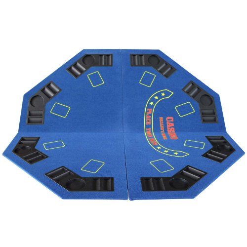 Ids Poker 48" Folding Blackjack Texas Holdem Octagon Poker Table Top Blue With Carrying Bag #TOP4
