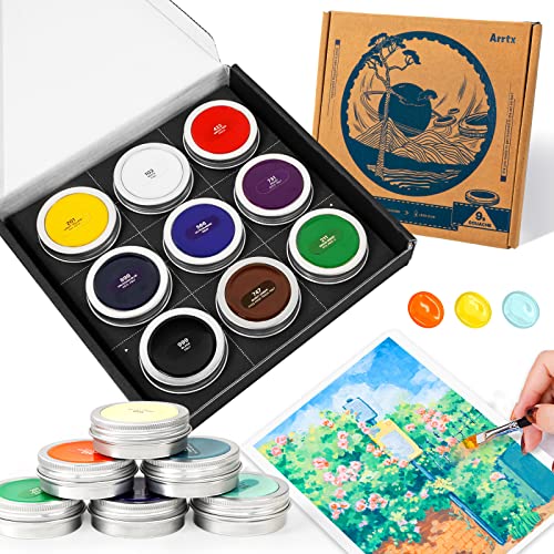 Arrtx 18 Colors Gouache paint set, pastel colors & vibrant colors set Watercolor Gouache, Creamy Pudding paints for artist, student, designer, beginner