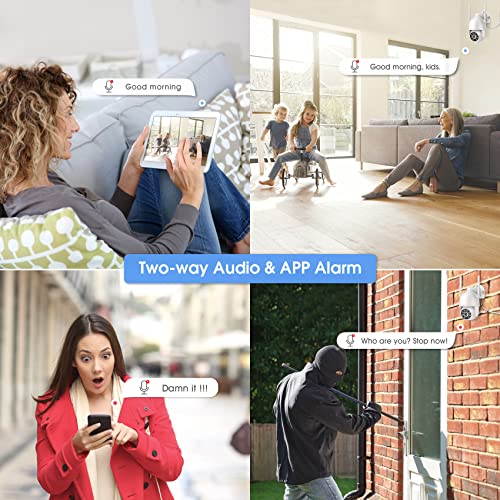 jennov caméra surveillance wifi extérieure sans fil, 2k caméra de sécurité extérieure pan/tilt vue à 360°avec vision nocturne,détection de mouvement,audio bidirectionnel, Étanche ip66, blanc