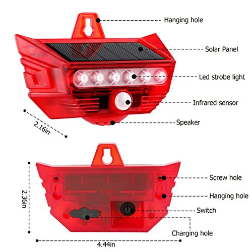 Solar Alarm Light With Motion Sensor 129Db Strobe Siren Alarm Light Outdoor Ip65 Waterproof Solar Siren Security Light With Remote Controller For Driveway , Home,Farm,Barn,Villa,Yard #TOP5