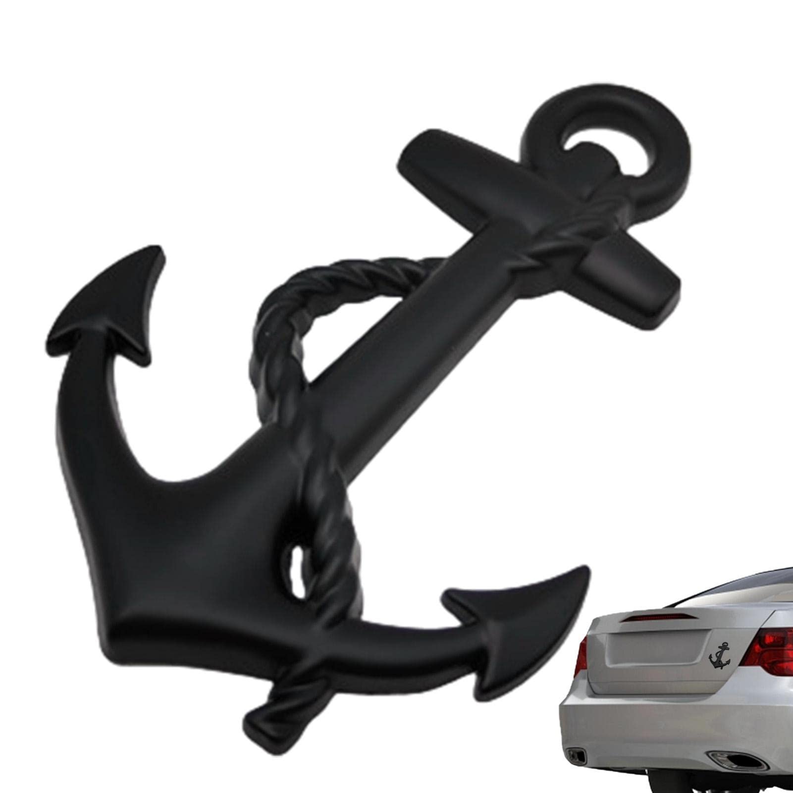 Autocollant Ancre Métal 3D Pour Voiture - Émblème Bateau Pirate, Bleu Marine, 7,8x5,3 Cm - 7