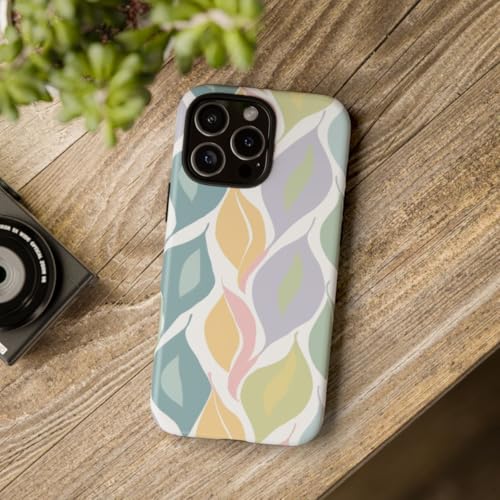 Coque rigide mate iPhone 16 Pro Max bleue au design feuillage pastel - 4
