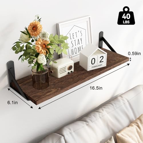 Fixwal Wall Floating Shelves for Home Decor (Brown, Set of 3, 16.5 Inch) - Image 3